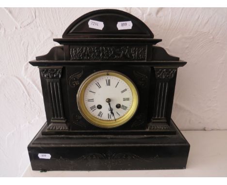 Victorian Slate mantle clock with French movement. Needs pendulum and key. Consider as spares or repairs. See photos. S2