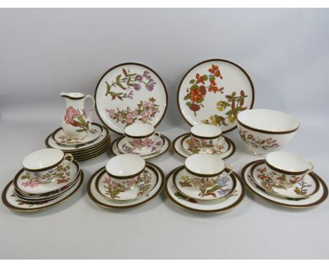 Rare Royal Worcester c1888 antique teaset hand decorated with botanical flowers. 31 pieces in total