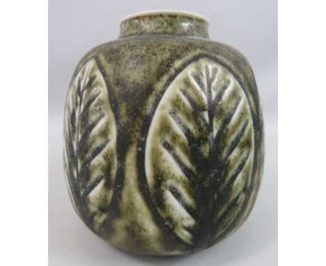 Mid Century Royal Copenhagen leaf pattern vase designed by Gurd Bogelund.