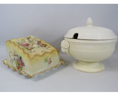 Large Carltonware cheese dish and a Wedgwood Edem tureen with ram head handles.