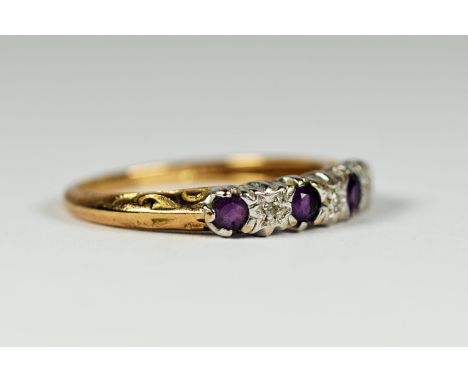 9ct gold amethyst &amp; diamond gypsy setting ring (1.9g) 2030253