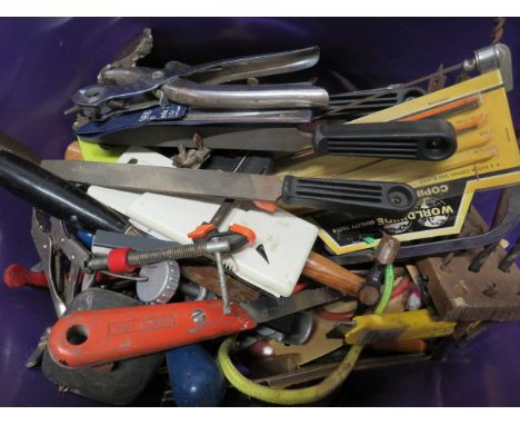 Large plastic trug filled with assorted hand tools. See photos.   S2