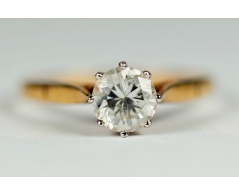 9ct Yellow gold ring set with a 6mm CZ Solitaire stone.  Finger size 'N-5'   1.5g