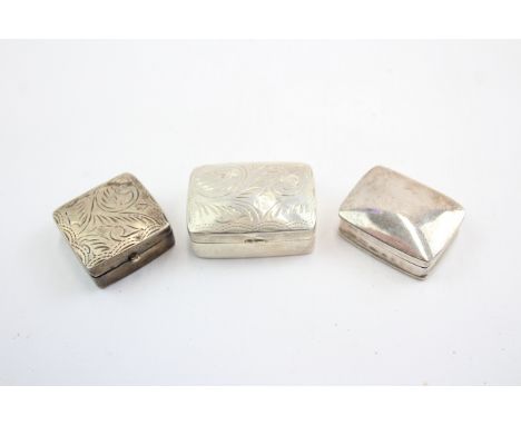 3 x Assorted Vintage Hallmarked .925 STERLING SILVER Pill / Trinket Boxes (30g) 667002