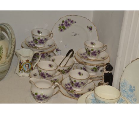 A Royal Vale Violet pattern tea service;   etc 