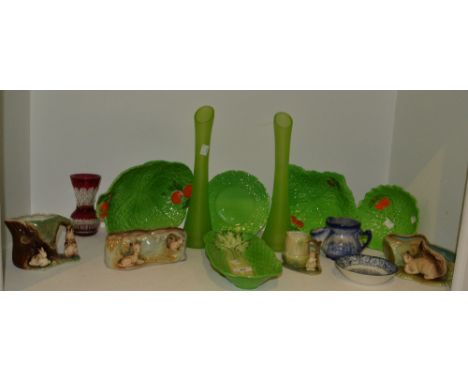 Decorative Ceramics - a Beswick celery dish;  Beswick leaf and tomato dishes;  Hornsea nut and squirrel jug;  others with pla