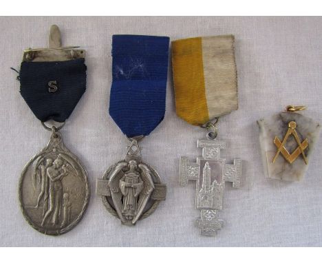 Small collection of Masonic medals inc one silver medal 1914-18 awarded to W Bros C F A Hartung P.A.G.D.C