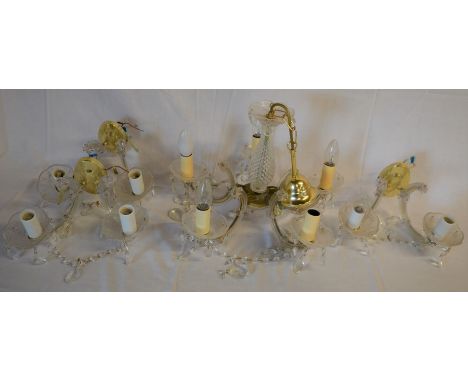 5 branch crystal chandelier with 3 wall lights&nbsp;