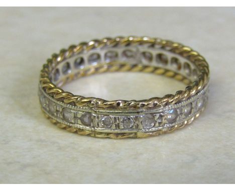 9ct gold full eternity ring with cz stones, size O/P weight 2.9 g