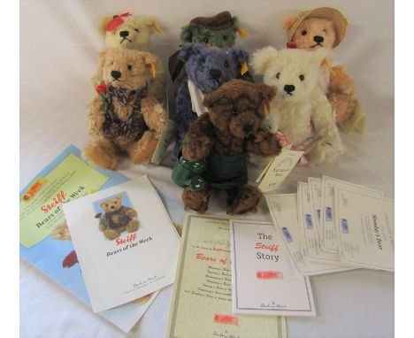 Steiff Bears of the week by Danbury Mint, 7 bears, all with certificates