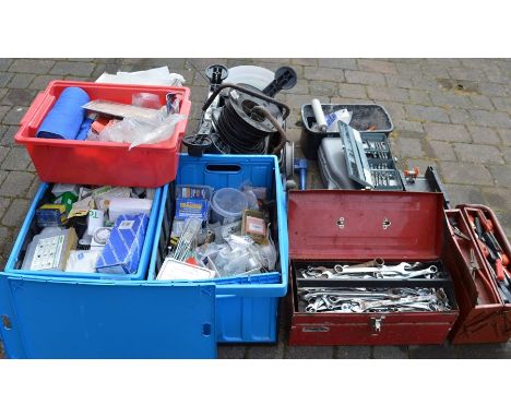 Various builders tools etc including pipe bender, tile cutter etc (**extension lead no longer in this lot)
