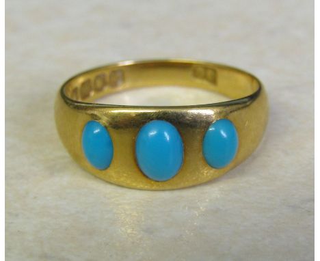 18ct gold turquoise ring size O weight 3.9 g