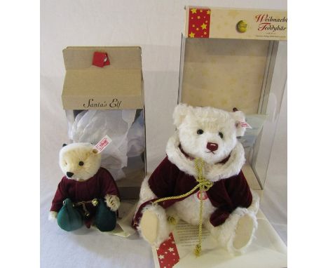 Steiff Christmas teddy bear limited edition 1747/2000 H 30 cm and Steiff Santa's Elf limited edition 659/300 H 20 cm both box