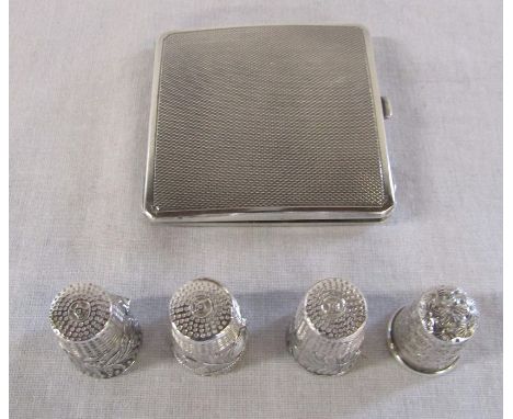 4 silver thimbles (marked 925) weight 0.60 ozt and a silver compact case Birmingham 1940 total weight 2.70 ozt