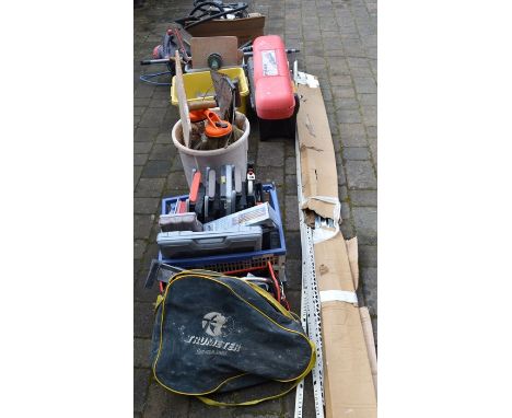 Electric plaster mixer, wallpaper steamer, builders tools, tile cutter, metal edging etc