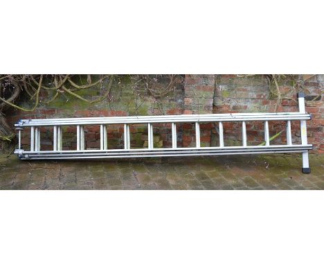 Large extending aluminium ladder