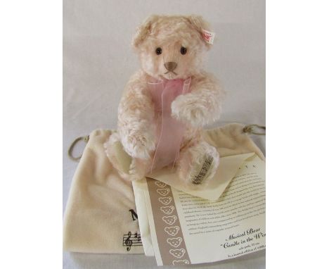 Steiff musical limited edition teddy bear 1249/4000 'Candle in the Wind', pink, 32 cm, complete with certificate and cloth ba