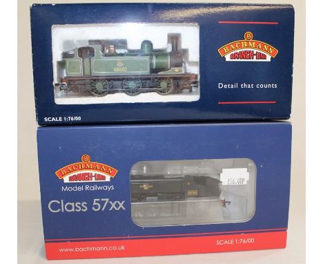 Bachmann Branch-Line boxed OO gauge 32-216 Class 57 XX 8732 locomotive BR Black Late Crest &amp; 31-055 J72 tank loco BR Line