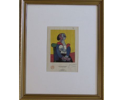 Pablo Picasso - framed print 'Woman in a chair with yellow background' 46 cm x 56 cm (size including frame)