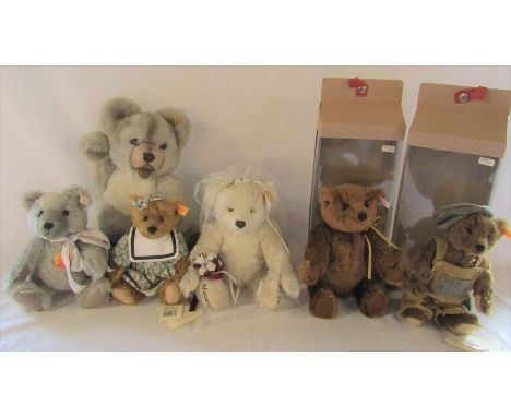 Selection of Steiff bears inc Steiff Club 1012/300 grey, classic teddy H 23 cm in dress, 2 boxed classic bears - brown limite