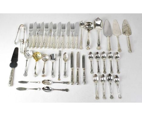 A large quantity of Kings pattern silver plated cutlery and flatware, various makers, some in sets, comprising seven dinner f