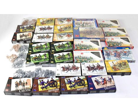 Fouty-five model toy soldier kits, Prussian and Russian armies including Hat, Napoleonic and Russian Artillery, Dragoons, Pru