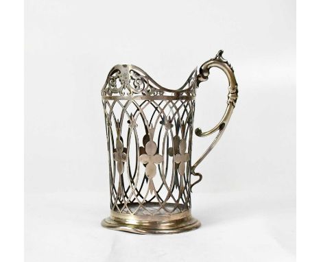 REID &amp; SONS; an Edward VII hallmarked silver glass holder, height to top of handle 12.8cm, London 1907, approx. 4ozt.Cond