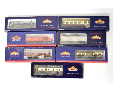 BACHMANN; seven model railway coaches, including a BR MkI corridor, no.39-029A, an Inspection Saloon 39-779, a Collett Coach,