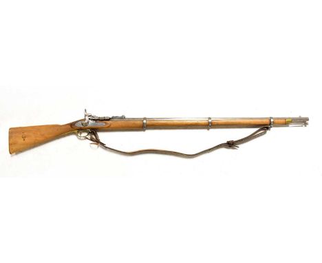 SNIDER ENFIELD; an 1870 pattern III, .577" three band rifle, the 35 1/2" barrel stamped with various proof and inspection mar
