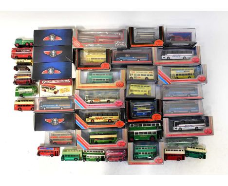 A quantity of boxed and loose scale model buses from makers including Oxford Omnibus, the Original Omnibus Company, Exclusive
