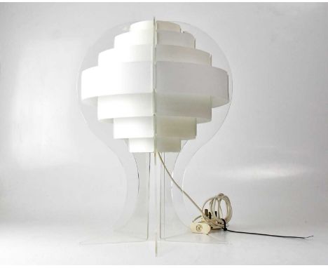 A Strips lamp by Flemming Brylle and Preben Jacobsen, 1970, in acrylic and plastic, in the form of a tiered globe on clear fo