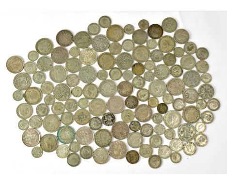 A collection of UK half-silver coinage, comprising half-crowns, florins, shillings, sixpences etc.Condition Report: Total coi