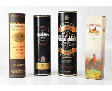 A mixed lot of Scotch whisky to include Glenmorangie 70cl, Glenfiddich Special Reserve 70cl, Glenfiddich Pure Malt 1L, and Fa