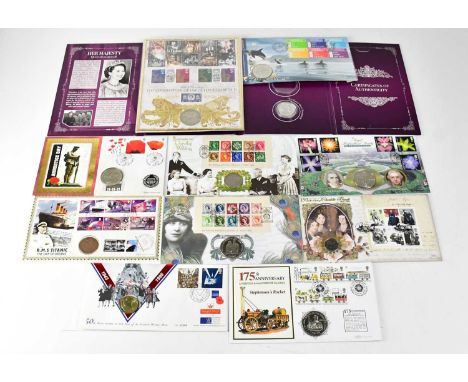 Ten first day coin covers comprising five limited edition £5 coin covers, two limited edition £2 coin covers, two limited edi