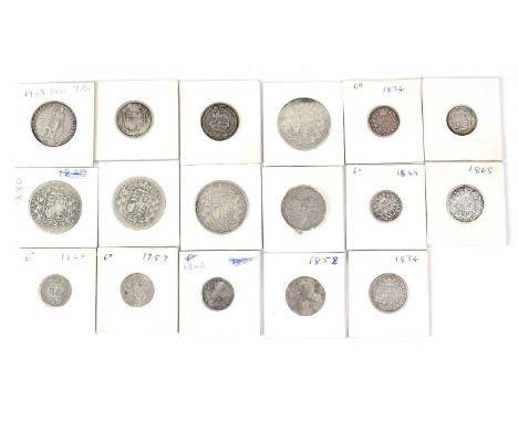 A collection of UK silver coinage from the reigns of George II, George III, George IV, William IV, Victoria and Edward VII, c
