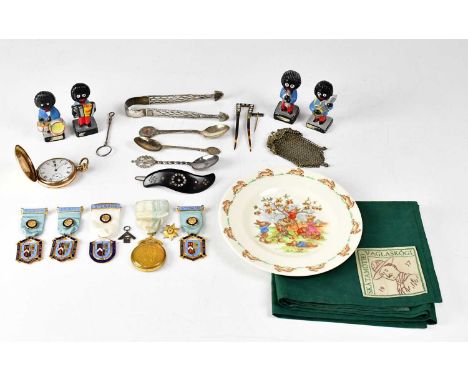 A collectors' lot to include a Waltham USA full hunter pocket watch, Masonic Jewels by Toye, Kenning &amp; Spencer Ltd, four 