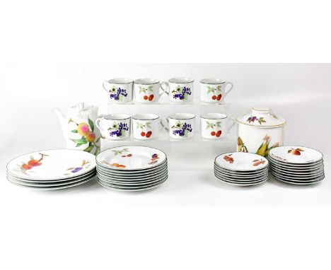 ROYAL WORCESTER; a collection of 'Evesham Vale' dinner and teaware to include dinner plates, side plates, cups, saucers, a li