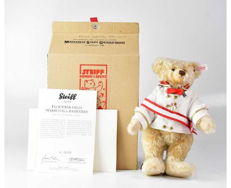STEIFF; a German collectors' bear 'Field Marshall Radetzky', no. EAN657696, height 28cm, limited edition no.249, with stand, 