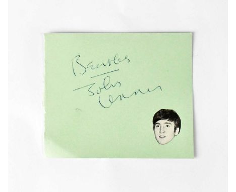 JOHN LENNON; a page from an autograph album bearing signature and applied black and white picture.Condition Report: - We have