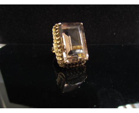 A large quartz set ring, unmarked. Size Q, 11.5g
