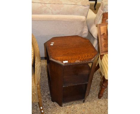 OCTAGONAL OAK SIDE TABLE/SHELF UNIT, 55CM WIDE