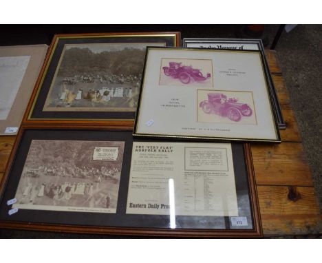 FOUR FRAMED PRINTS RELATING TO THE NORFOLK AUTOMOBILE CLUB, ROLLS ROYCE ENTHUSIASTS CLUB AND OTHERS