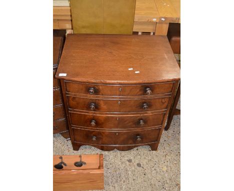 19TH CENTURY MAHOGANY BOW FRONT MOCK CHEST/COMMODE WITH PULL UP LID, 70CM WIDE