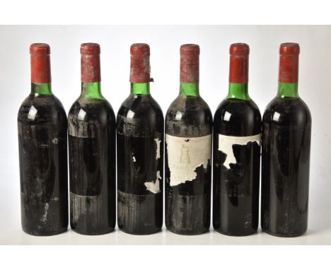 Chateau Latour 1967 Pauillac 6 bts remnants of labels, vintage identified from cellar records and confirmed from cork, levels