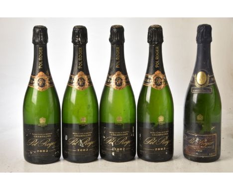 Champagne Pol Roger Brut Vintage 2002 4 bts Champagne Pol Roger Cuvee Sir Winston Churchill 1996 1 bt Above 5 bts labels soil