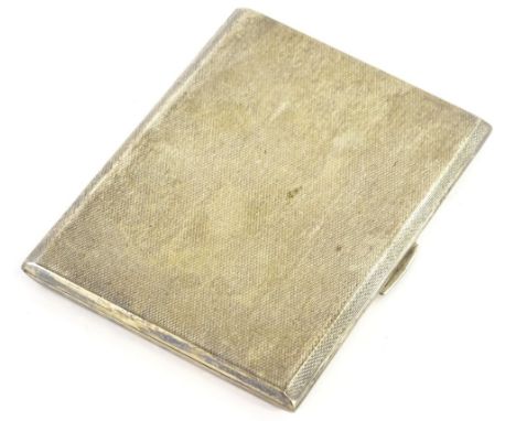 A George V engine turned silver rectangular cigarette case, Birmingham 1919, 5½oz.