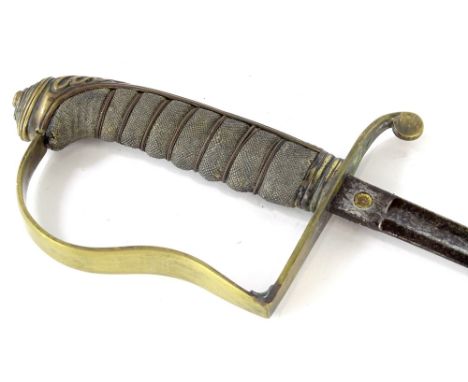 A British 1796 pattern officers sword, with scabbard (AF), 100cm L, blade 85cm L.