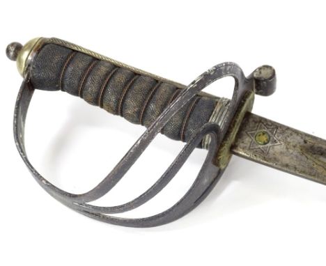 A George V British Royal Artillery sword, with scabbard, by Batson, London, number 2738, 103cm L, blade 86cm L.