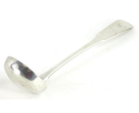 An early 19thC Scottish provincial Fiddle pattern toddy ladle, makers name JMS.