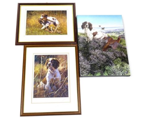 After John Trickett.  Working Spaniel, artist signed limited edition print No. 81/395, 46cm x 33cm, a similar limited edition